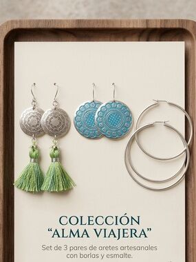 Alma Viajera Green & Turquoise Earring Set - 3 Pairs